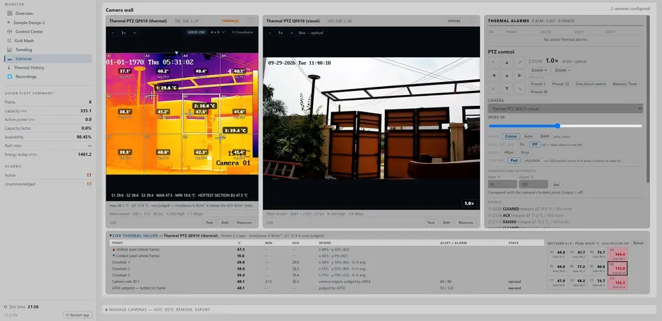 Camera wall in the light theme with the alternate side-rail layout